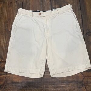 Peter Millar Mens Shorts Size 35 Khaki Golf Casual Flat Front, performance